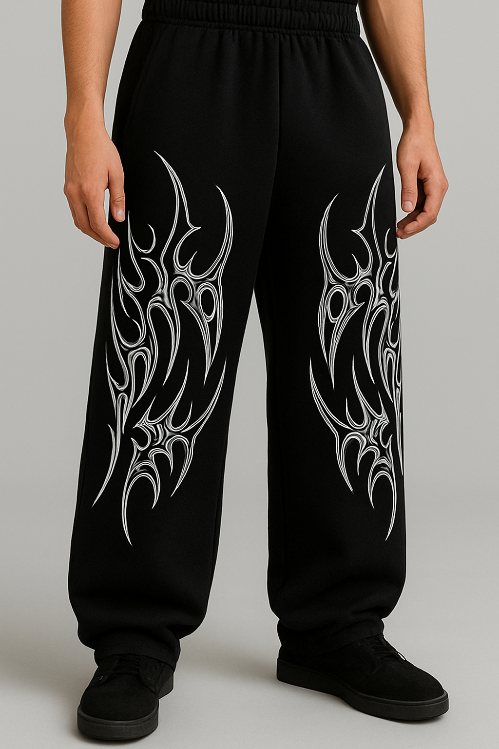 Shadow Wings Wide-Leg Anime Baggy Pants