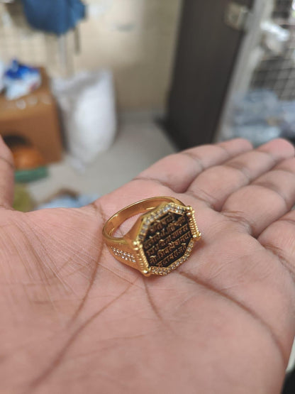 Gold Plated Raj mudra Finger Ring for men and boys Stainless Steel Ring (Black)