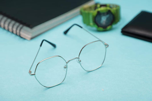 Unisex Clear Silver Round Sunglass