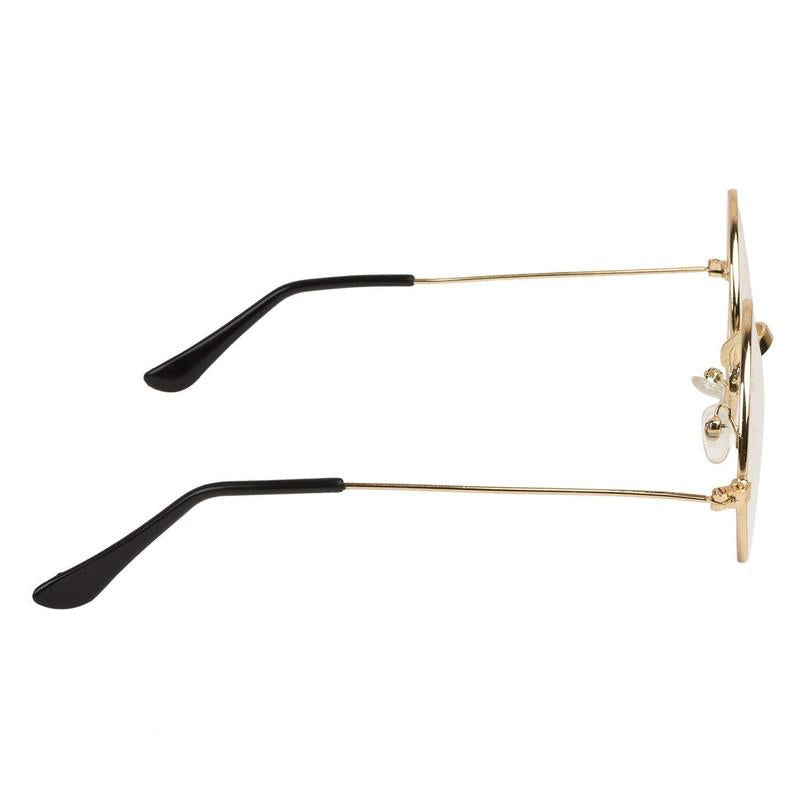 Unisex Clear Golden Round Sunglass