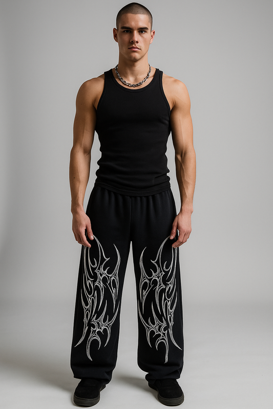 Shadow Wings Wide-Leg Anime Baggy Pants