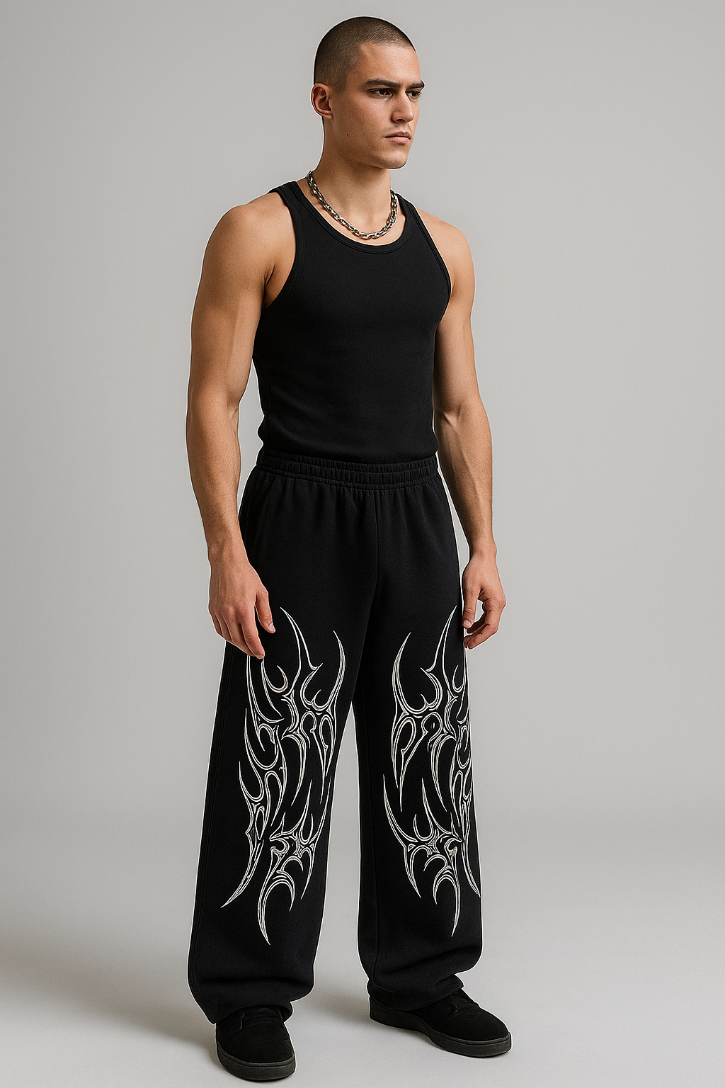 Shadow Wings Wide-Leg Anime Baggy Pants