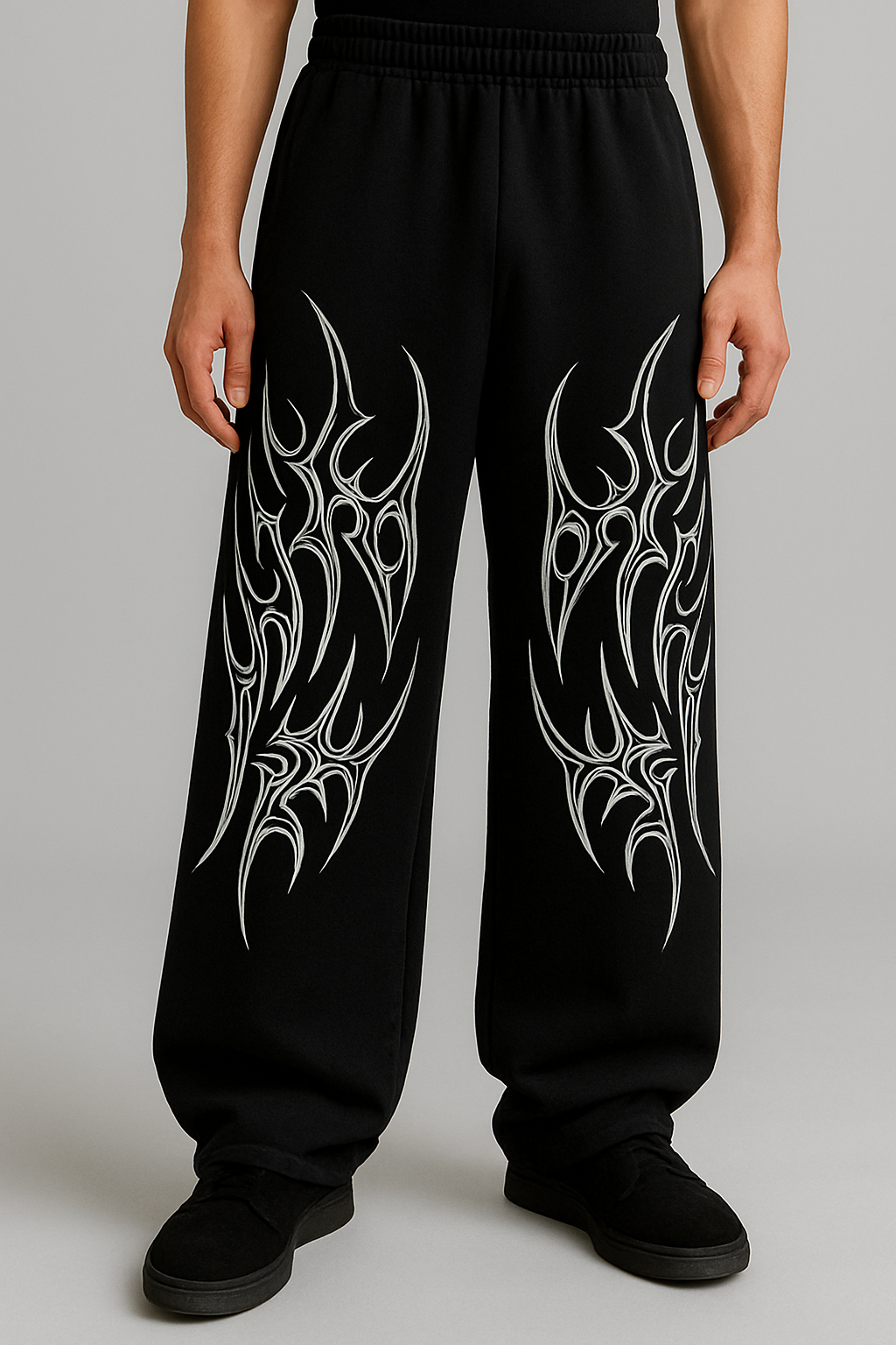 Shadow Wings Wide-Leg Anime Baggy Pants