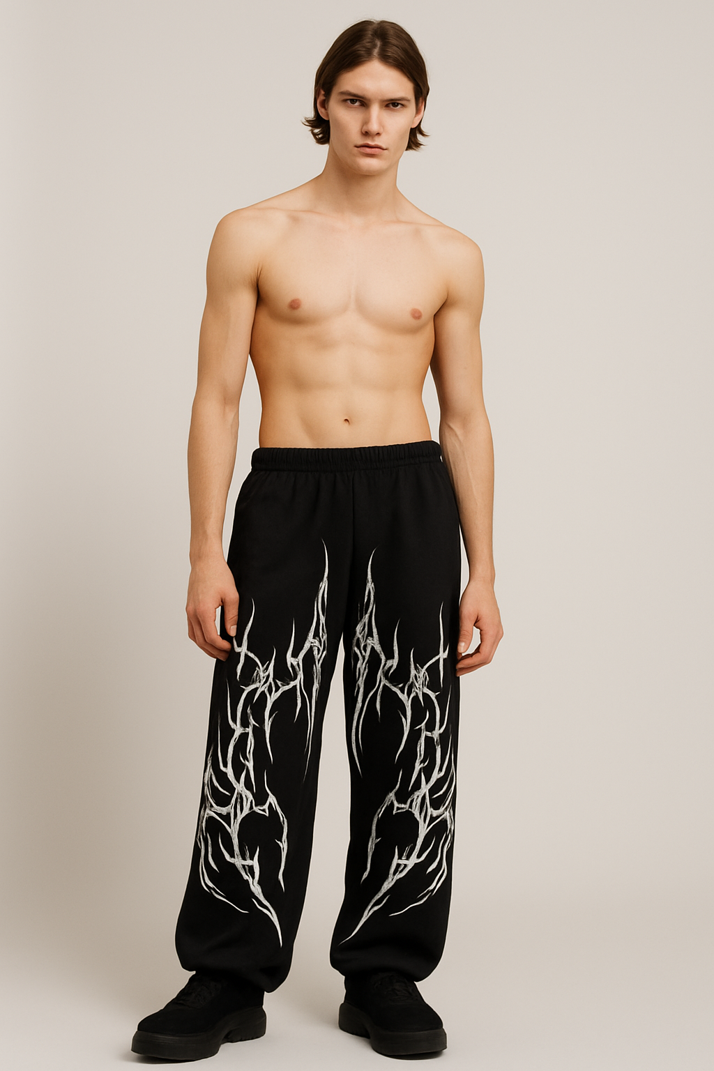Demonic Tendril Spike Wide-Leg Cyber Goth Pants