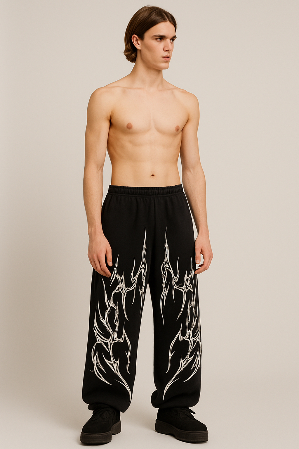 Demonic Tendril Spike Wide-Leg Cyber Goth Pants
