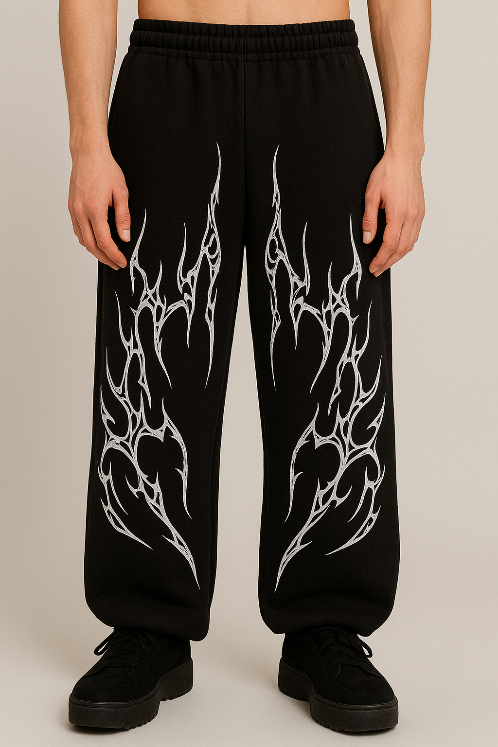 Demonic Tendril Spike Wide-Leg Cyber Goth Pants
