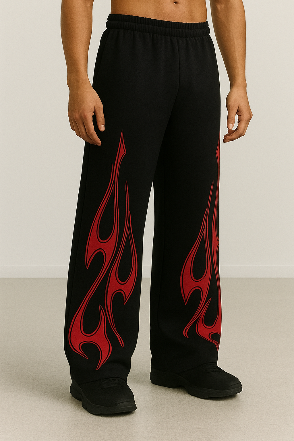 Inferno Flame Baggy Wide-Leg Baggy Pants