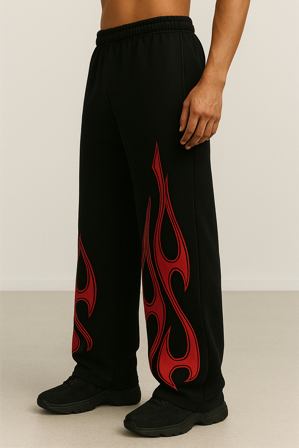 Inferno Flame Baggy Wide-Leg Baggy Pants