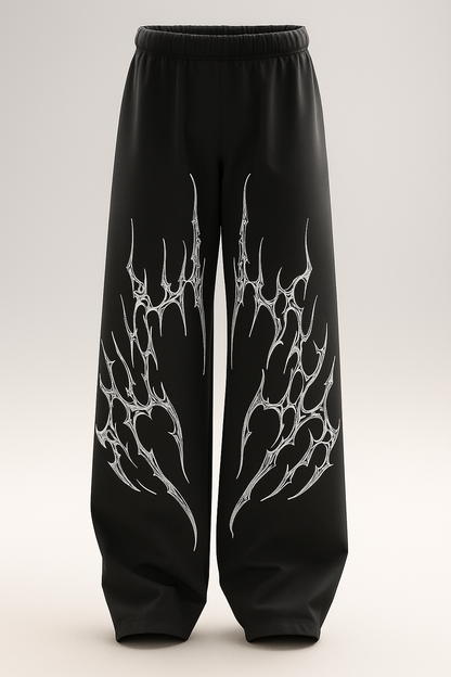 Demonic Tendril Spike Wide-Leg Cyber Goth Pants