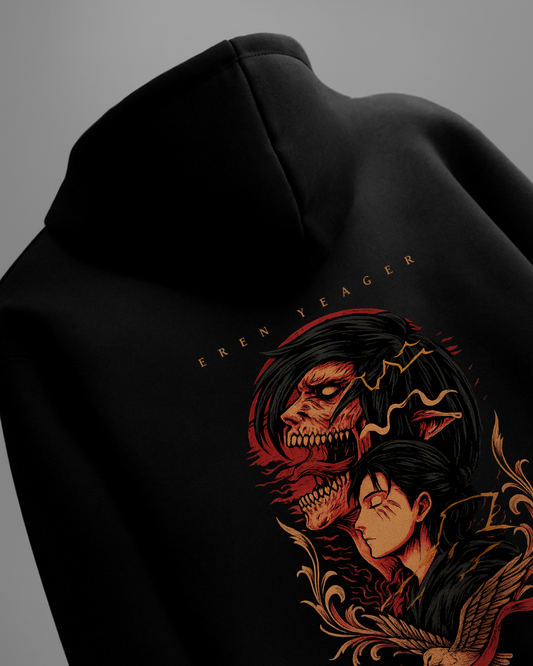 Eren Yeager & Attack Titan Duality Black Hoodie