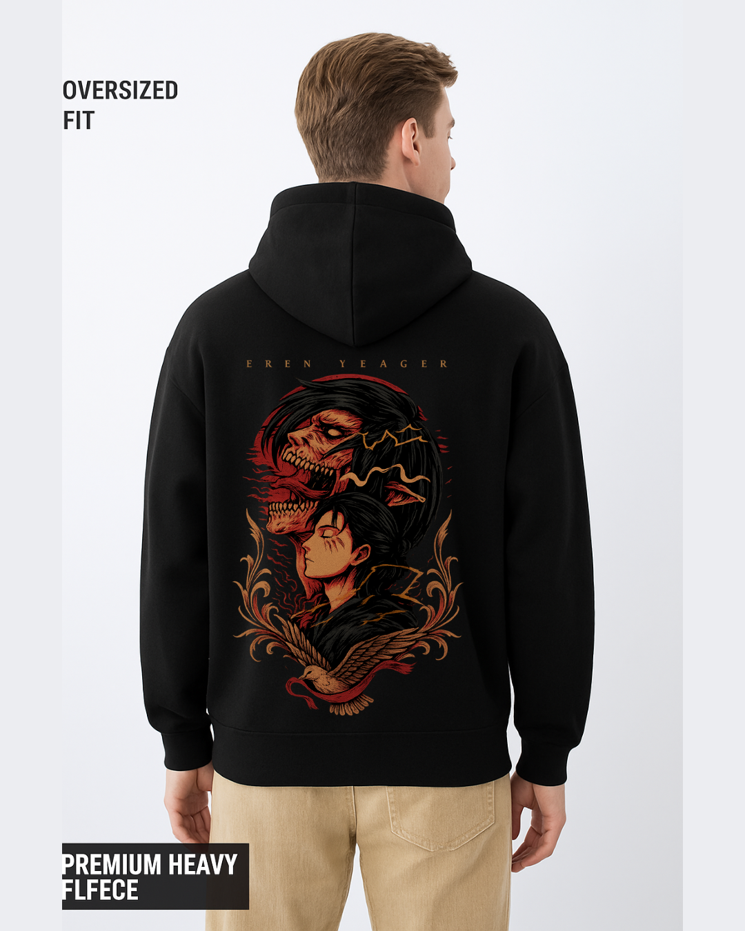 Eren Yeager & Attack Titan Duality Black Hoodie