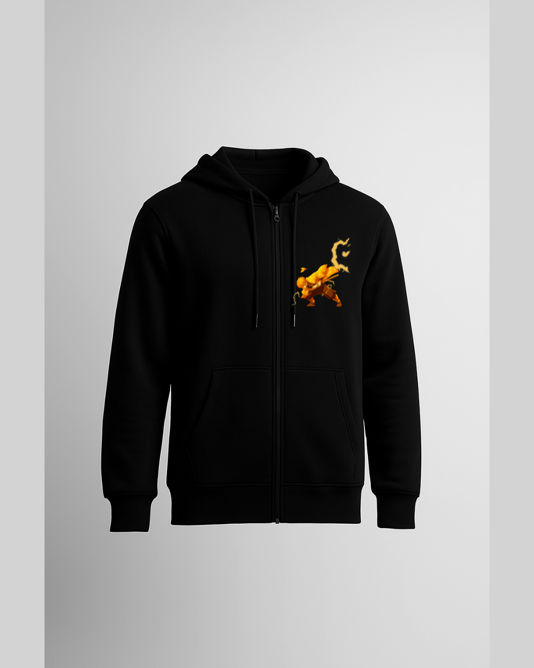 Zenitsu Agatsuma Thunder Breathing Golden Silhouette Zip-Up Hoodie