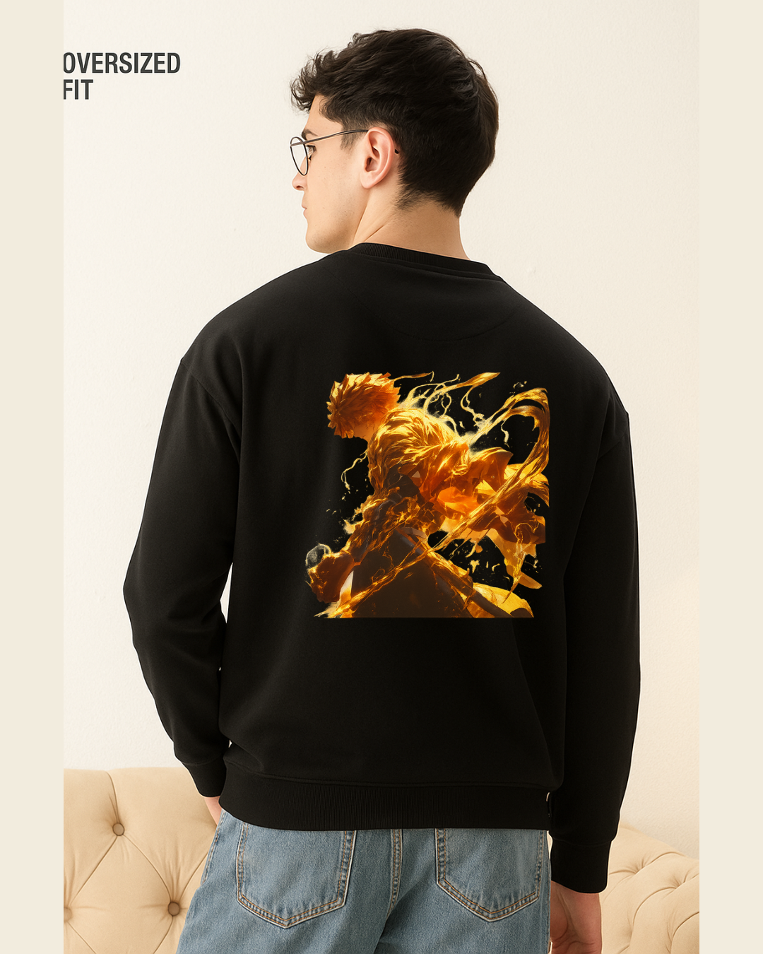 Zenitsu Thunder Breathing Oversized Crewneck