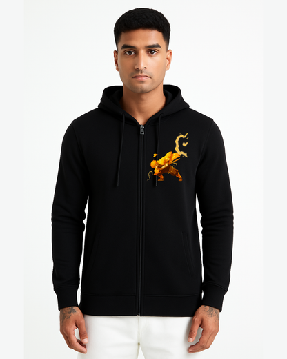 Zenitsu Agatsuma Thunder Breathing Golden Silhouette Zip-Up Hoodie