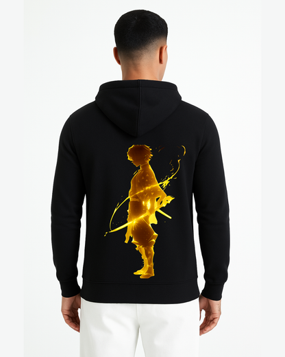 Zenitsu Agatsuma Thunder Breathing Golden Silhouette Zip-Up Hoodie