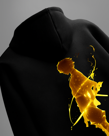 Zenitsu Agatsuma Thunder Breathing Golden Silhouette Zip-Up Hoodie
